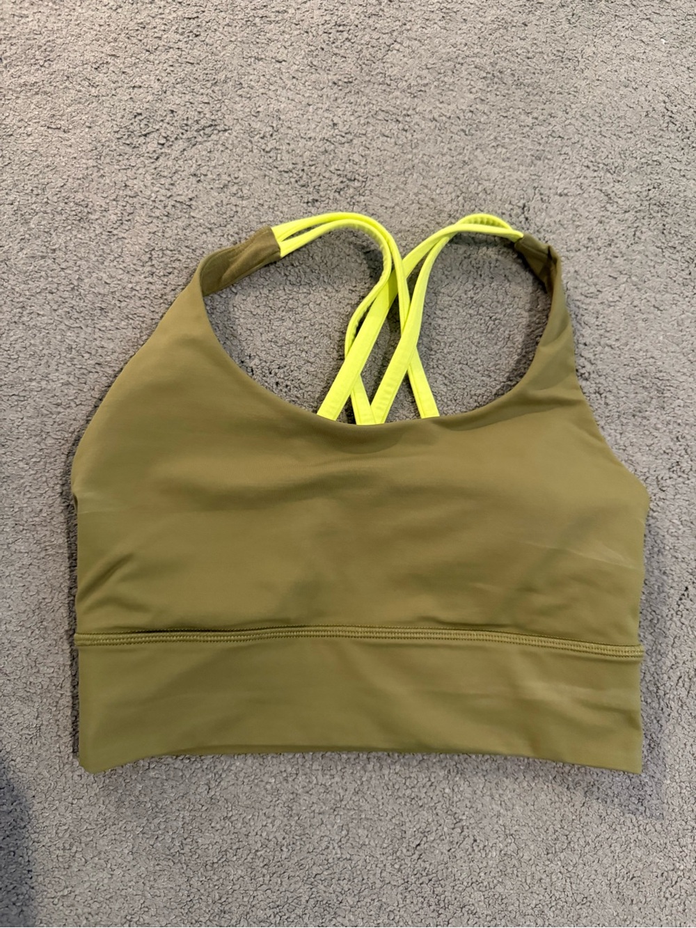 lululemon athletica Olive Green Sports Bralette with Neon Yellow Straps